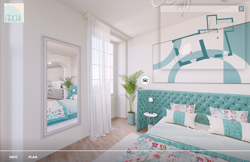 appartamento Locarno archi render 360 gradi